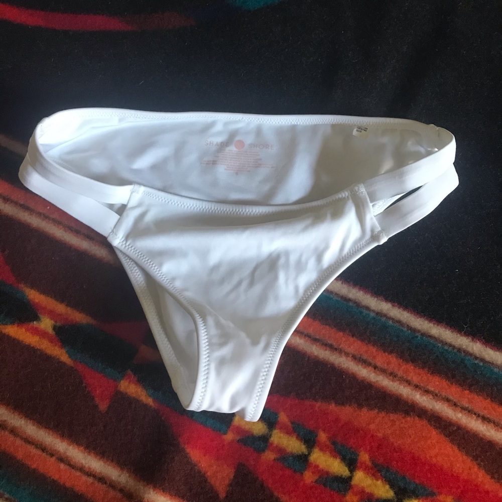 Shade shore white swim bottoms with double side band detail size S